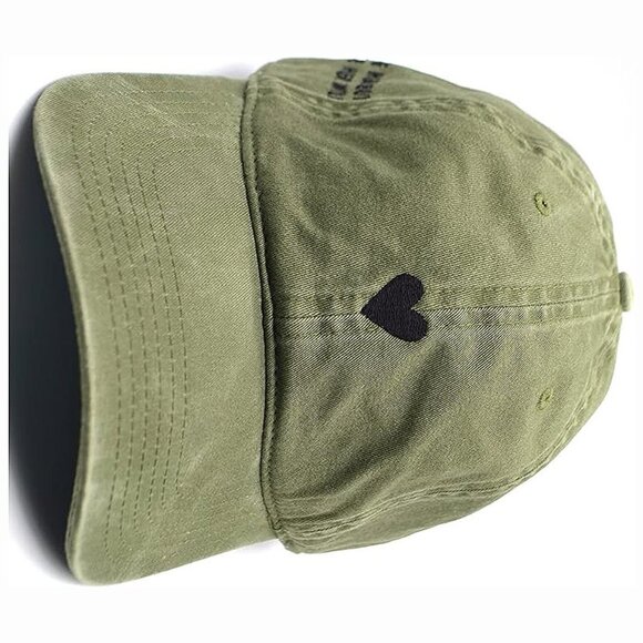 Hat, Embroidered Brushed Cotton Women’s Baseball Hat Unisex Fit, Heart Green - Picture 3 of 5